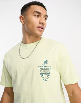 Only & Sons oversized t-shirt with trainer print in light yellow