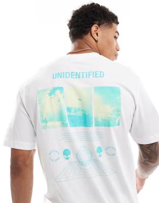 oversized T-shirt with Unidentified back print in white