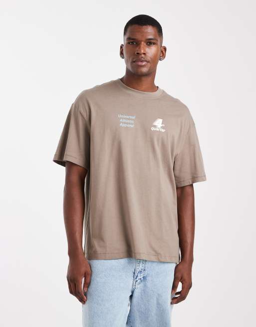ONLY & SONS oversized t-shirt with white & blue back print in light brown, 3 of 5
