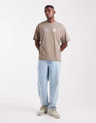 Only & Sons Oversized T-shirt With White & Blue Print In Neutral