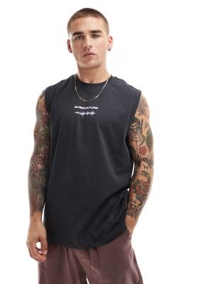 Only & Sons Oversized Tank With Subculture Back Print In Gray
