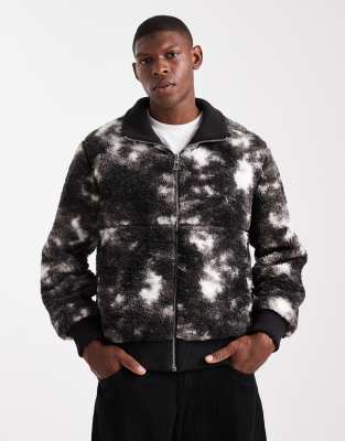 Only & Sons Oversized Teddy Zip Up Fleece In Black