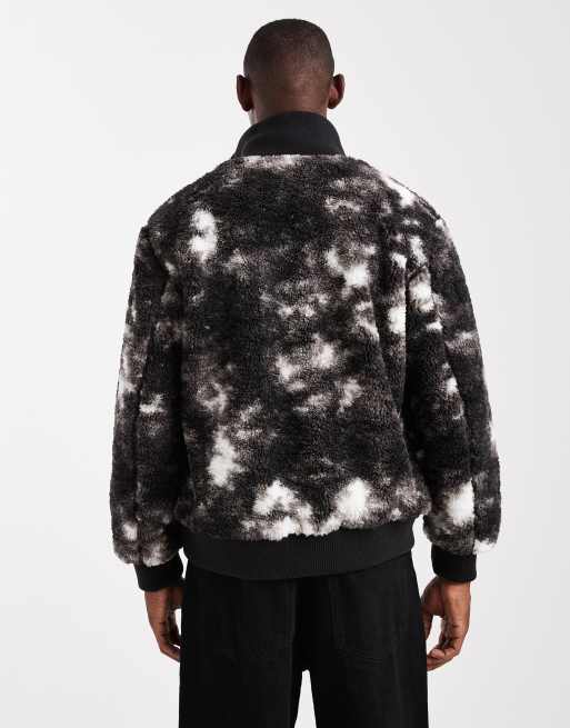 ONLY & SONS oversized teddy zip up fleece in monochrome | ASOS