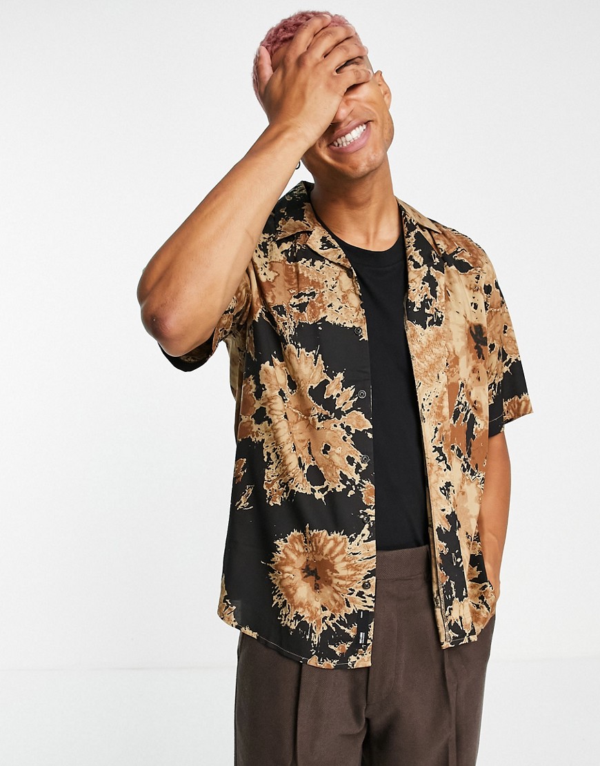 Only & Sons oversized tie dye shirt in brown