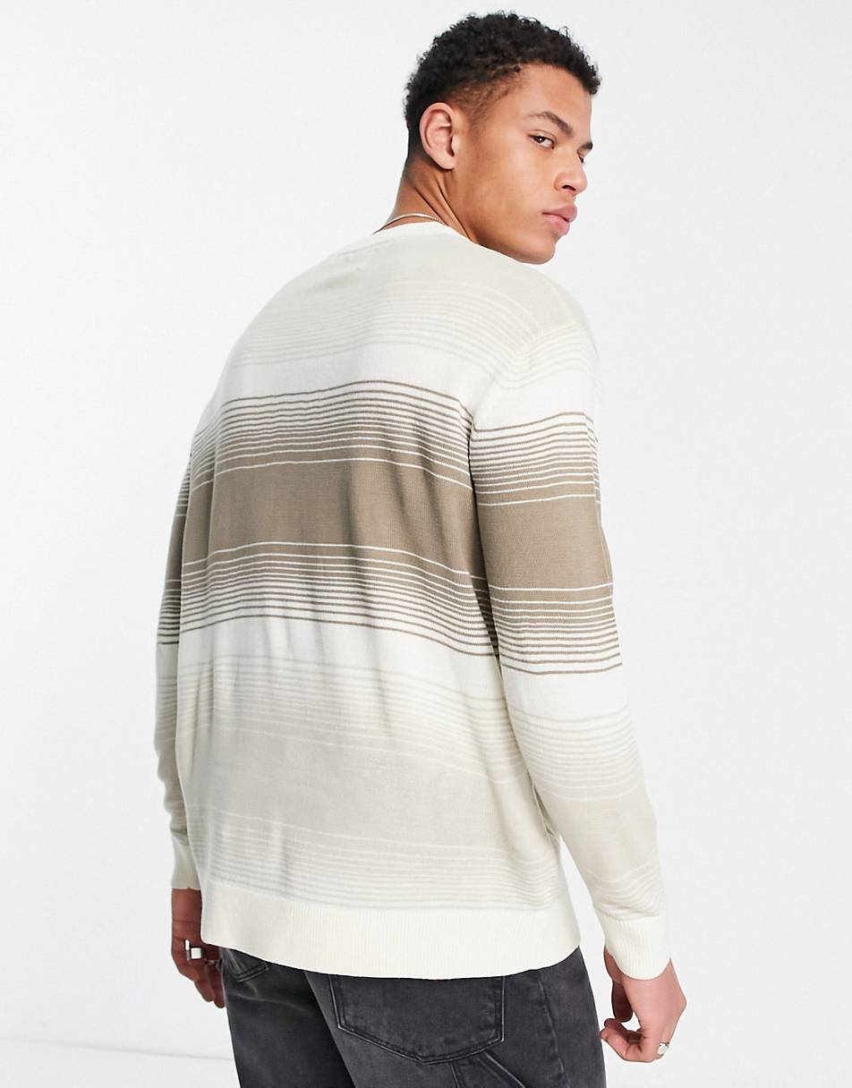 Only & Sons oversized v neck knit jumper in white ombre | research.engr ...