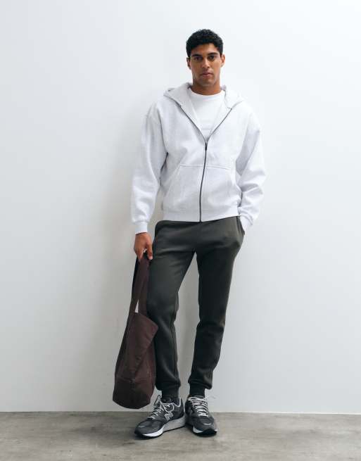 ONLY & SONS oversized zip through hoodie in light gray, 3 of 5