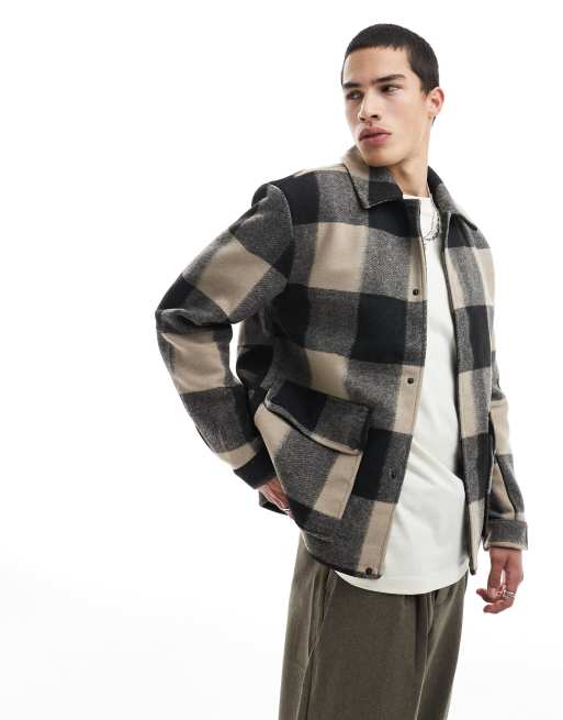 Padded cheap checked jacket