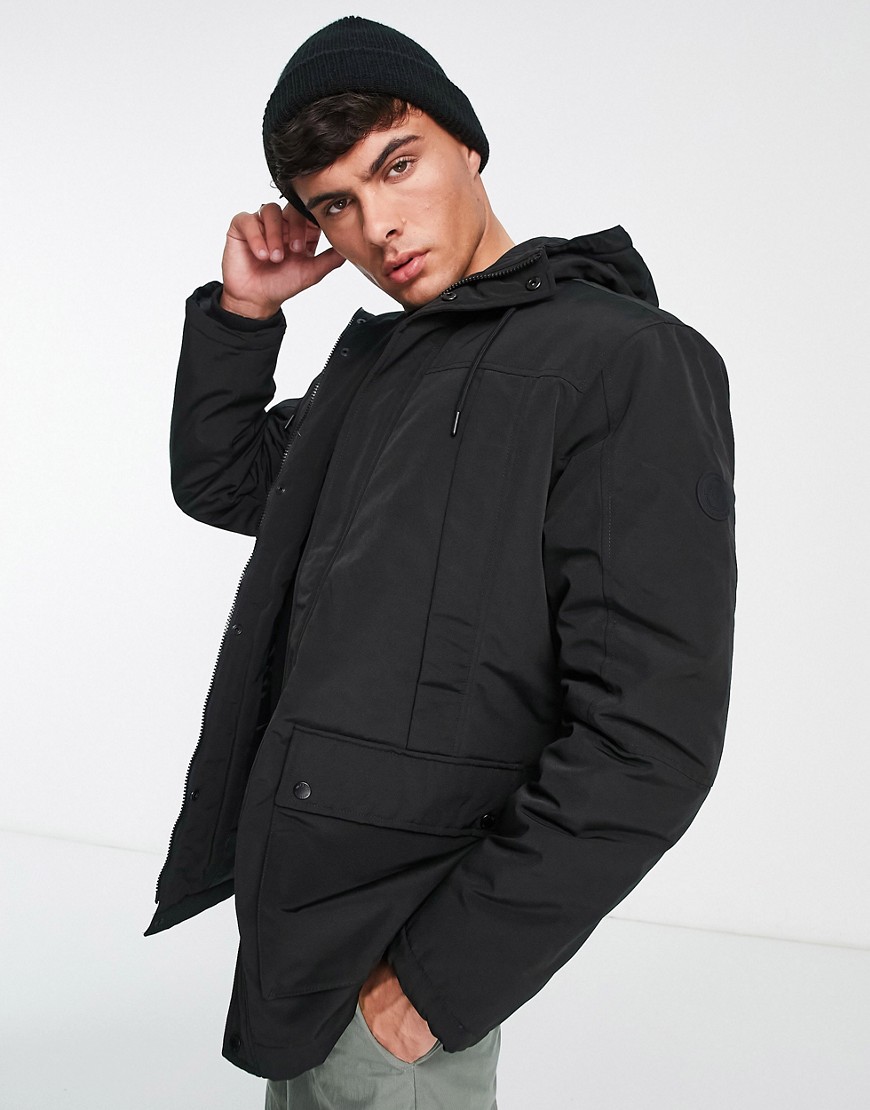 ONLY & SONS padded parka in black-Navy