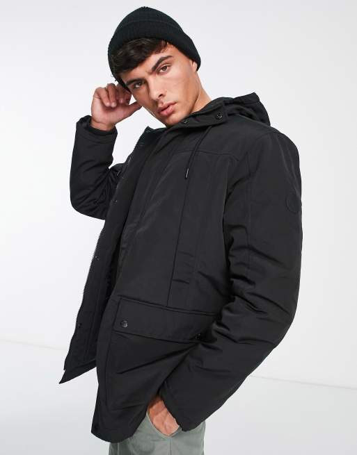 Hollister all weather hooded winter parka jacket in black