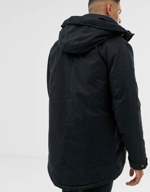 Only & sons padded parka with wire frame deals hood