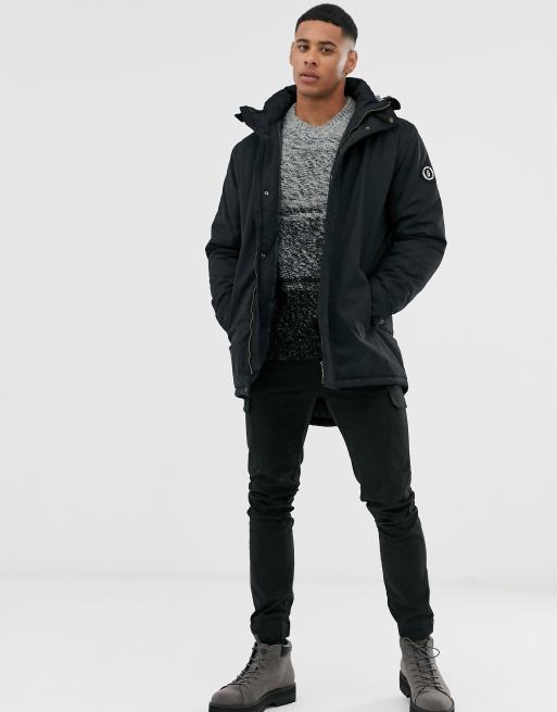 Only & sons padded parka with wire frame deals hood