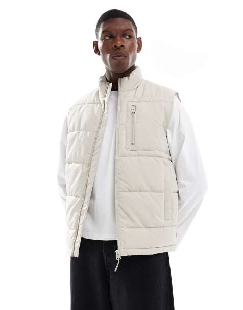 ONLY & SONS padded technical vest in beige - view 1