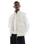 [ONLY & SONS] ONLY & SONS padded technical vest in beige-White L Silver Lining