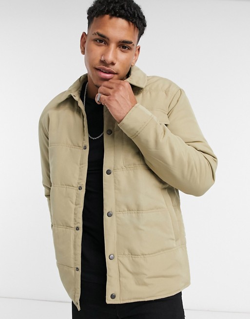 Only & Sons padded worker jacket in beige