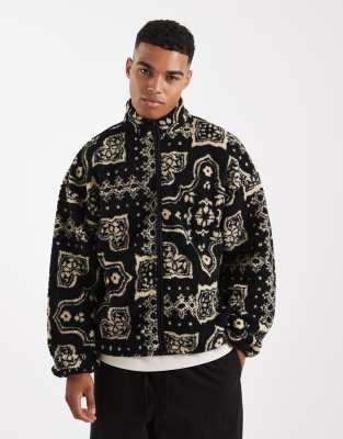 Only & Sons Paisley Print Fleece In Black