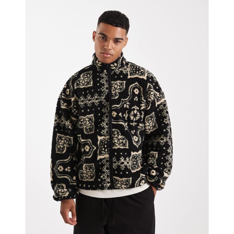 ONLY & SONS paisley print fleece in black | ASOS