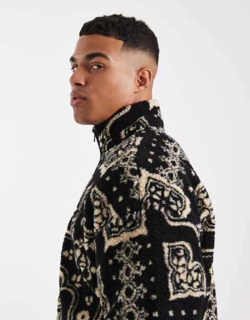 ONLY & SONS paisley print fleece in black | ASOS