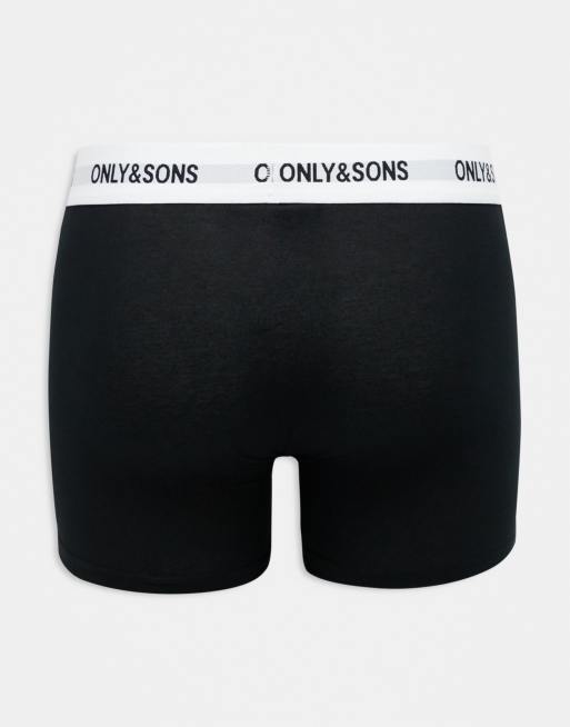 Only & Sons - Pakke med 3 par boksershorts i sort og hvid med taljebånd med logo, 2 af 4