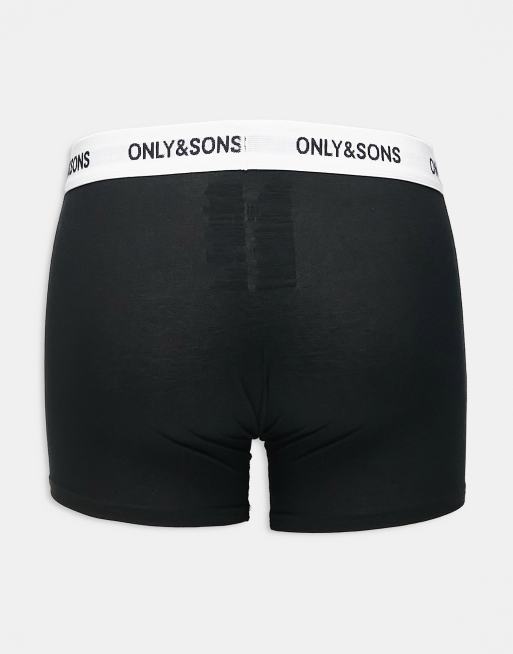 Only & Sons - Pakke med 5 par boksershorts i sort og hvid med taljebånd med logo, 2 af 4
