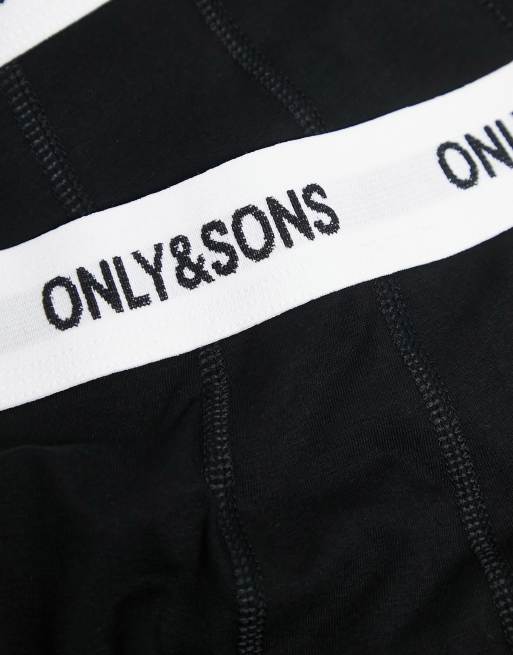 Only & Sons - Pakke med 5 par boksershorts i sort og hvid med taljebånd med logo, 4 af 4