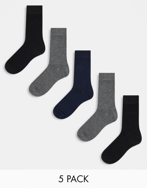 ONLY & SONS - Pakke med 5 par sokker i sort/marineblå/grå