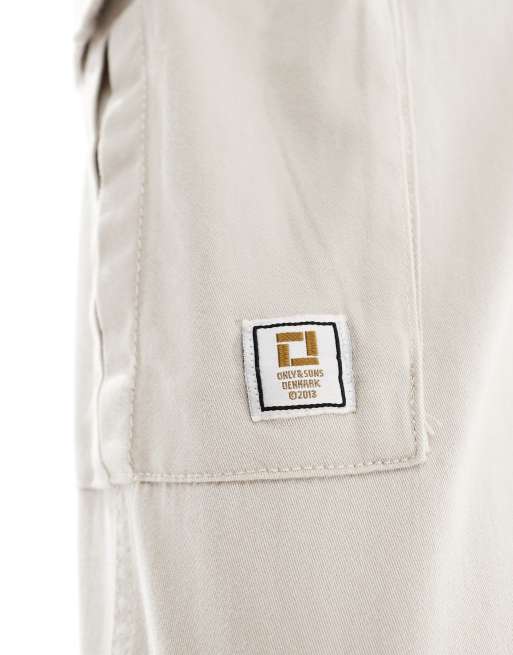 Only & Sons - Pantalon cargo coupe slim fuselée - Écru, 3 de 5