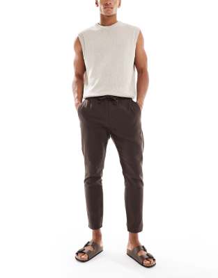 ONLY & SONS - Pantalon court en lin mélangé - Marron