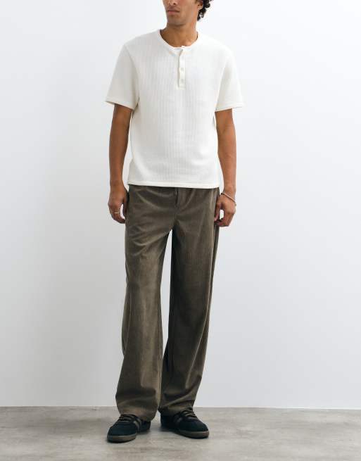 ONLY & SONS - Pantalón de pana holgado con efecto desgastado en marrón caqui claro, 3 de 5