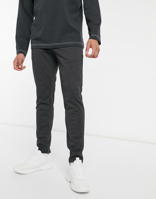 Only & Sons - Pantalon élégant stretch à fines rayures - Gris foncé
