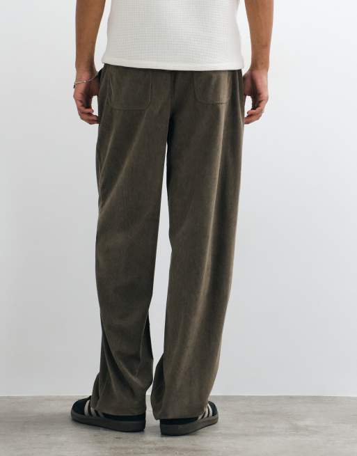 ONLY & SONS pantalon en velours côtelé coupe ample délavé en kaki clair brun, 5 de 5