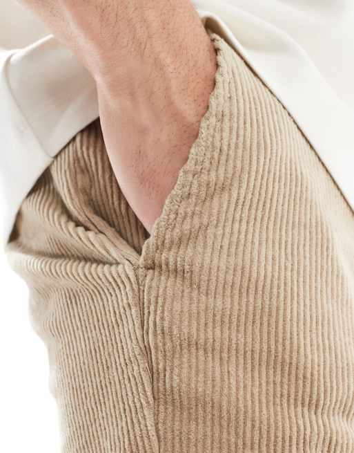 Only & Sons - Pantalon fuselé raccourci avec taille élastique en velours côtelé - Beige, 3 de 5