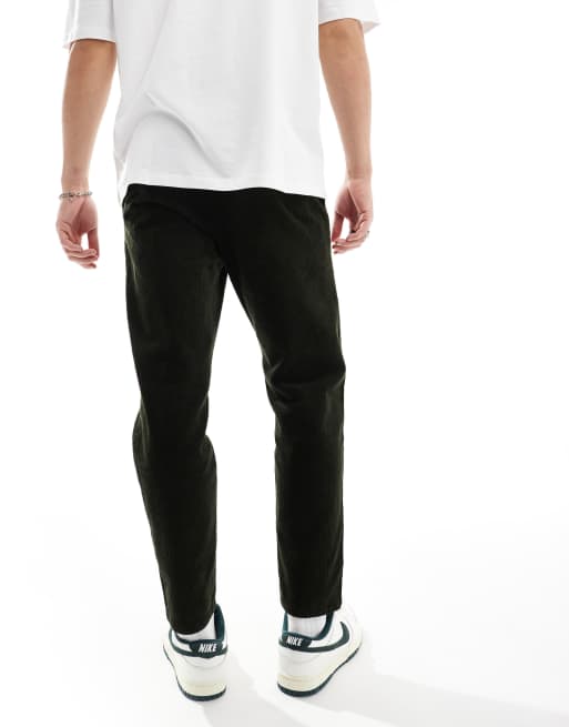 Only & Sons - Pantalon fuselé raccourci avec taille élastique en velours côtelé - Vert foncé, 2 de 5
