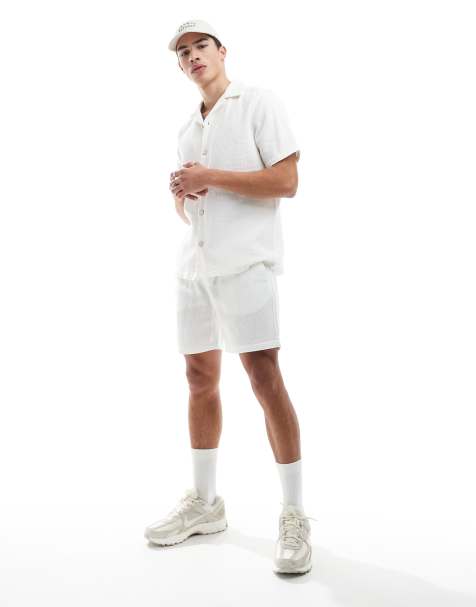 Only & Sons - Pantaloncini a nido d'ape écru in coordinato - view 1