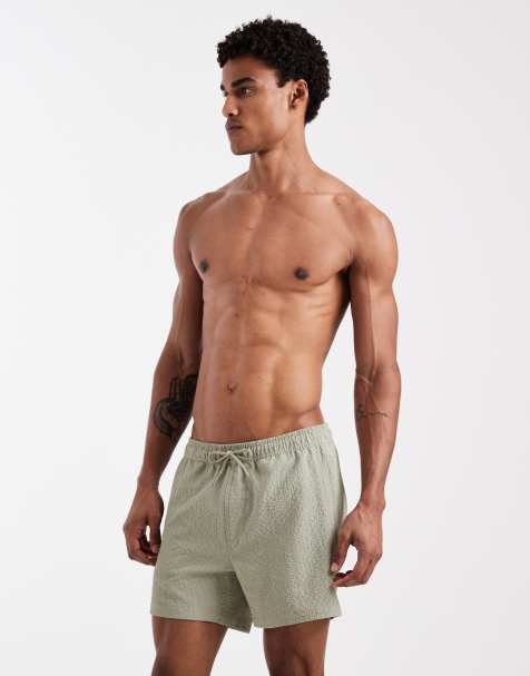 ONLY & SONS - Pantaloncini da bagno in seersucker verde salvia - view 1