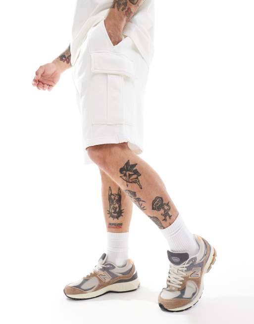 ONLY & SONS - Pantaloncini della tuta cargo color pietra slavato in coordinato