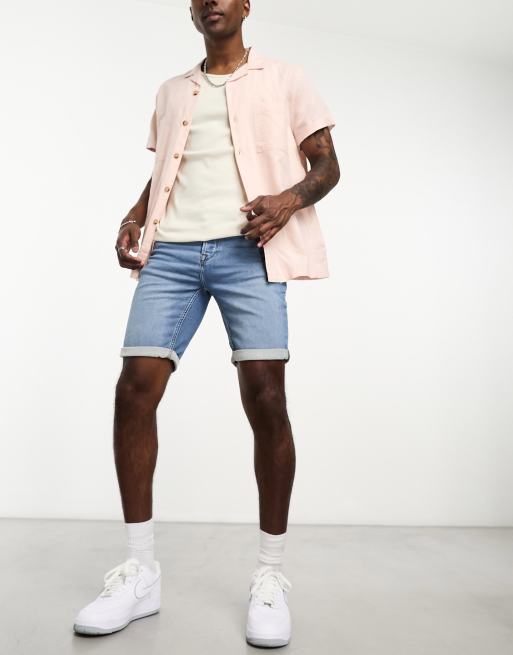 Only & Sons - Pantaloncini di jeans blu medio, 4 di 4