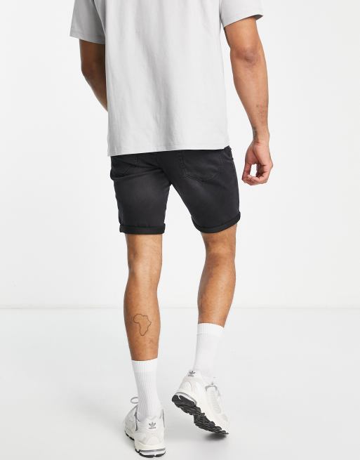 Only & Sons - Pantaloncini di jeans nero slavato, 2 di 4