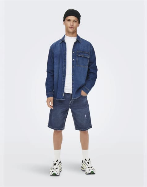 ONLY & SONS - Pantaloncini in denim blu - view 1