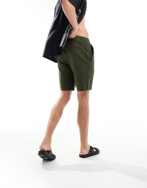 ONLY & SONS - Pantaloncini in misto lino color kaki allacciati in vita, 3 di 5
