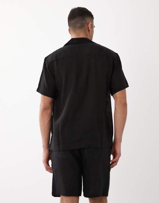 ONLY & SONS - Pantaloncini neri in misto lino in coordinato, 3 di 5