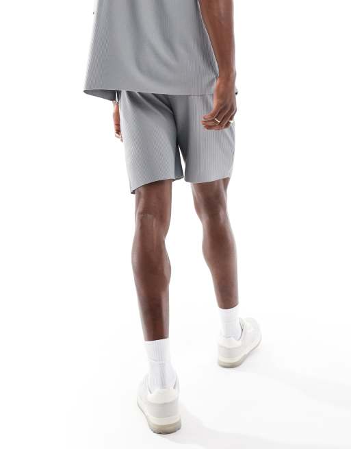 ONLY & SONS - Pantaloncini plissé grigi in coordinato, 5 di 5