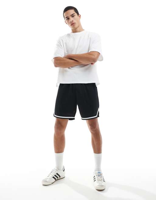 ONLY & SONS - Pantaloncini stile basket vestibilità comoda in tessuto a rete color nero