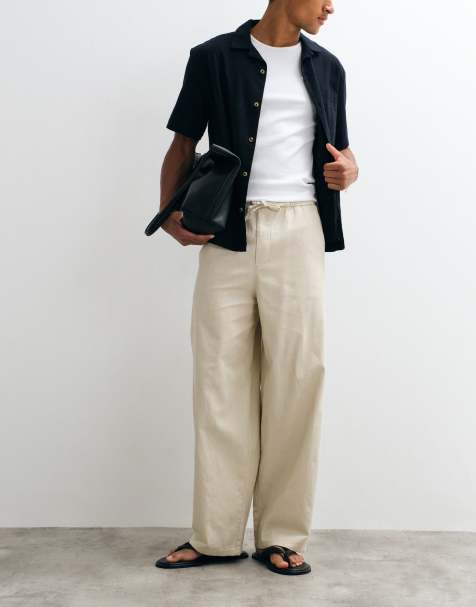 ONLY & SONS - Pantalones beis de corte ancho de mezcla de lino - view 1