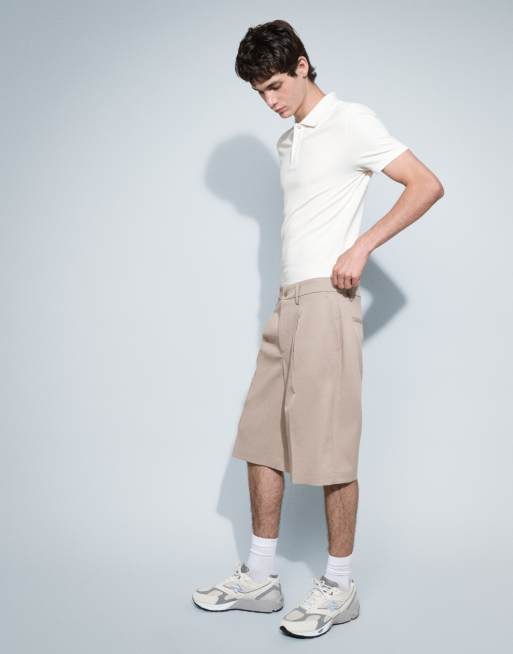 ONLY & SONS - Pantalones cortos de sastre beis estilo bermudas de corte suelto, 2 de 9