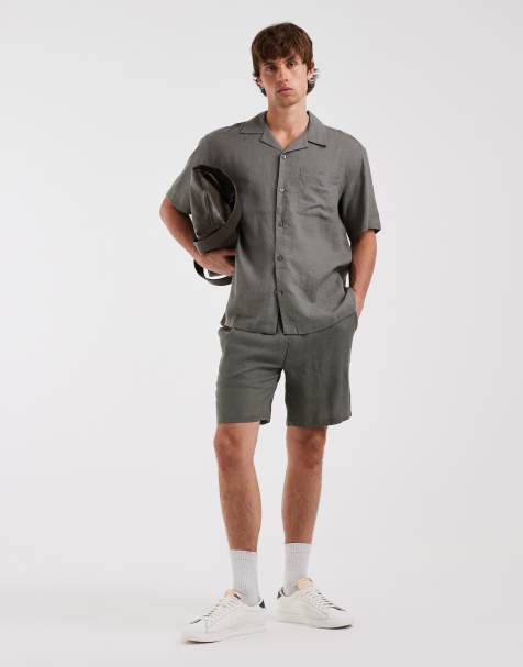 ONLY & SONS - Pantalones cortos grises de tejido rico en lino (parte de un conjunto) - view 1