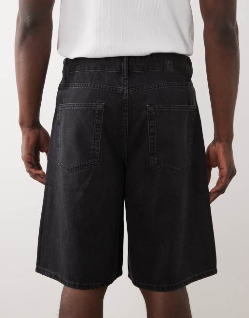 ONLY & SONS - Pantalones cortos vaqueros negro lavado de corte alargado, 2 de 5
