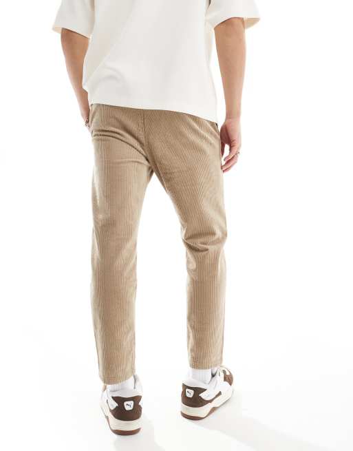 Only & Sons - Pantaloni affusolati corti con vita elasticizzata beige a coste, 2 di 5