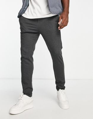 Only & Sons tapered fit trousers with elasticated waist in grey stripe - ASOS Price Checker