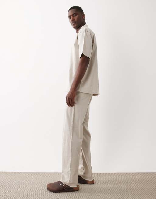 ONLY & SONS - Pantaloni ampi beige effetto lino in coordinato, 2 di 5