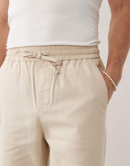 ONLY & SONS - Pantaloni ampi beige in misto lino, 4 di 7